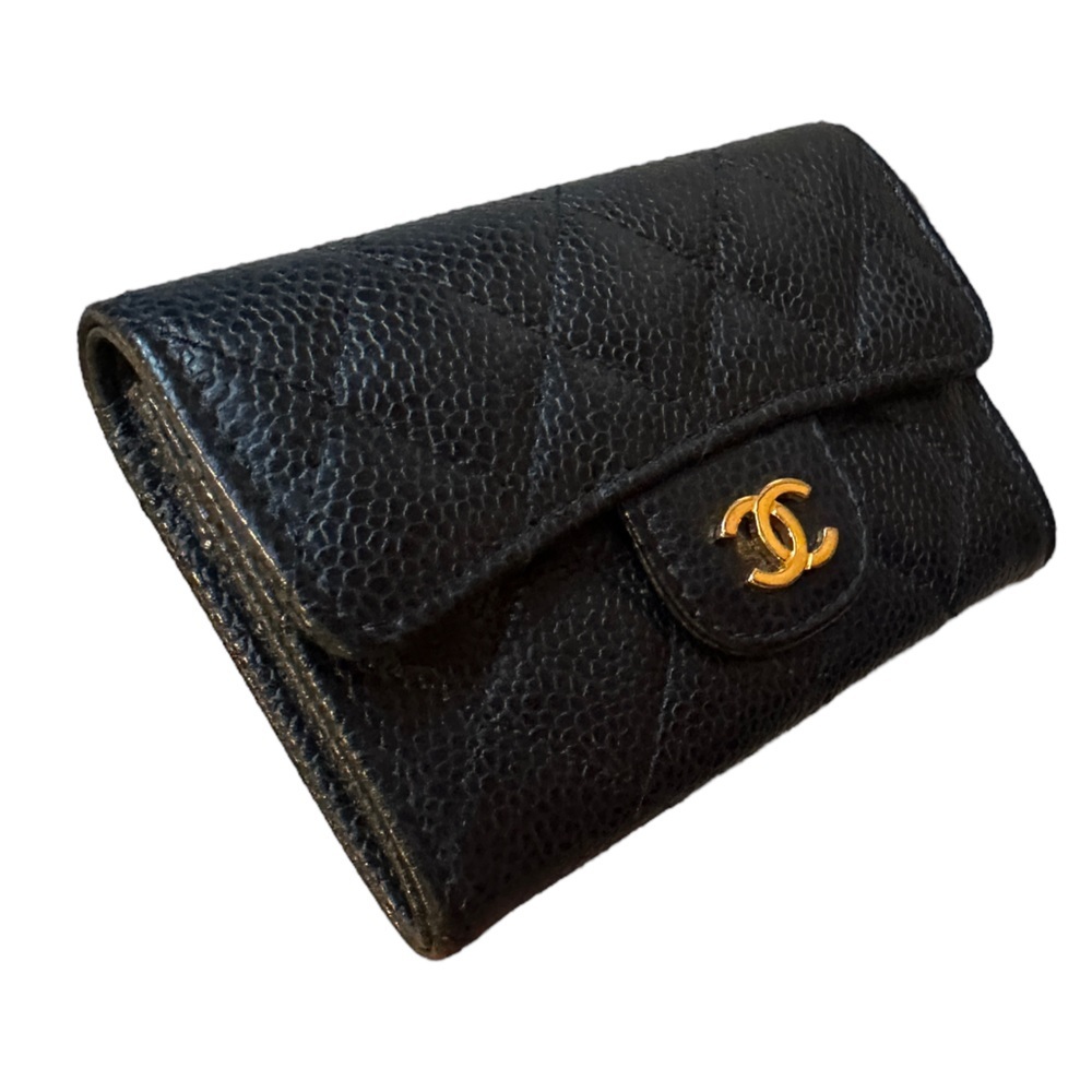 🎉2xHP ‼️CHANEL Flap Card Case- gold HW Black caviar EUC - Picture 5 of 13